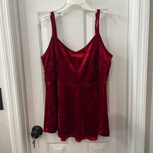 Torrid Red Crushed Velvet Babydoll Strappy Tank/Camisole Size 1